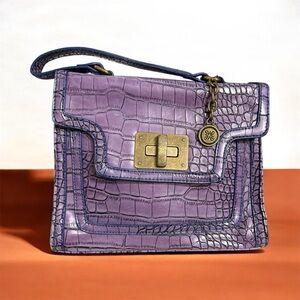 Simply Vera Vera Wang Purple Croc-Embossed Top-Handle Satchel with Gold Hardware